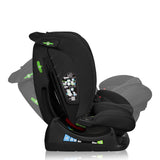 Scaun auto, Lionelo, i-Size Izzy, 0-36 Kg, 40-150 cm, Instalare cu centurile masinii, Protectie laterala, Ajustare spatar in 3 pozitii, Tetiera reglabila in 13 trepte, Conform cu R129, Negru