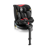 Scaun auto, Lionelo, i-Size Navy, 0-36 Kg, 40-150 cm, Cu isofix si picior de fixare, Protectie laterala, Rotire 360 grade, Ajustare spatar in 4 pozitii, Tetiera reglabila in 11 trepte, Conform cu R129, Negru/Rosu