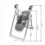 Scaun de masa 2 in 1, New Baby, Smart, Poate fi utilizat si ca leagan pentru copii, Cu telecomanda, Spatar reglabil in 4 pozitii, Cu 5 viteze de leganare, Cu melodii si jucarii, 0-36 luni, Grey