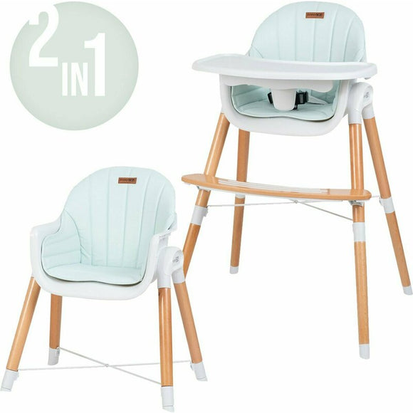 Scaun de masa, FreeON, Tin, 2 in 1 reglabil, Cu tavita si husa detasabile, Suport pentru picioare reglabil, Conform cu standardul european de securitate EN 14988:2017+A1:2020, Light Green