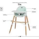 Scaun de masa, FreeON, Tin, 2 in 1 reglabil, Cu tavita si husa detasabile, Suport pentru picioare reglabil, Conform cu standardul european de securitate EN 14988:2017+A1:2020, Light Green