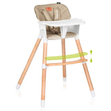 Scaun de masa, Lionelo, Koen, Din fag, 2 in 1, Transformabil, Sustine 30 kg, 6 luni+, Conform cu standardul european de securitate EN14988, Bej