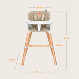 Scaun de masa, Lionelo, Koen, Din fag, 2 in 1, Transformabil, Sustine 30 kg, 6 luni+, Conform cu standardul european de securitate EN14988, Bej