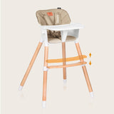 Scaun de masa, Lionelo, Koen, Din fag, 2 in 1, Transformabil, Sustine 30 kg, 6 luni+, Conform cu standardul european de securitate EN14988, Bej