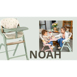 Scaun de masa multifunctional Noah, Jane, De la 6 luni la adult, Din lemn fag, Husa lavabila, Greutate maxima 100 Kg, Botanic