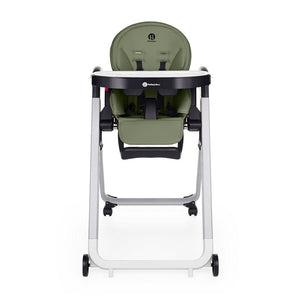 Scaun de masa, Petite&Mars, Tasty, Multifunctional, Pana la 15 kg, Reglabil pe inaltime in 7 pozitii, Spatar reglabil pana la 175 grade, Suport picioare si tavita reglabile, Cu roti, Aluminiu, Mature Olive