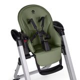 Scaun de masa, Petite&Mars, Tasty, Multifunctional, Pana la 15 kg, Reglabil pe inaltime in 7 pozitii, Spatar reglabil pana la 175 grade, Suport picioare si tavita reglabile, Cu roti, Aluminiu, Mature Olive