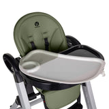 Scaun de masa, Petite&Mars, Tasty, Multifunctional, Pana la 15 kg, Reglabil pe inaltime in 7 pozitii, Spatar reglabil pana la 175 grade, Suport picioare si tavita reglabile, Cu roti, Aluminiu, Mature Olive