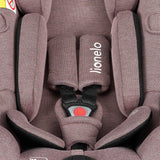 Scoica auto, Lionelo, Moxie, i-Size, 40-87 cm, Tetiera reglabila, intarita cu spuma de memorie, Carcasa ventilata, Din bambus, Protectie avansata, Conform cu R129, Mov