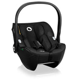 Scoica auto, Lionelo, Moxie, i-Size, Include baza rotativa 360 cu picior de fixare, 40-87 cm, Tetiera reglabila, intarita cu spuma de memorie, Carcasa ventilata, Din bambus, Protectie avansata, Conform R129, Negru