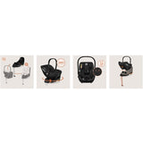 Scoica auto, Lionelo, Moxie, i-Size, Include baza rotativa 360 cu picior de fixare, 40-87 cm, Tetiera reglabila, intarita cu spuma de memorie, Carcasa ventilata, Din bambus, Protectie avansata, Conform R129, Negru
