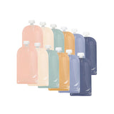 Set 12 pungi reutilizabile, Jane, Pentru hranire, Inchidere ermetica, 10x17 cm, 100 ml, BPA-free si testat LFGB, Multicolor
