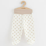 Set 3 piese, New Baby, Classic II, Include 3 perechi de pantalonasi cu botosei, Marime 68, Din bumbac 100%, Beige