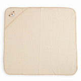 Set cadou 5 piese, New Baby, Din bumbac organic, salopeta, baveta, paturica cu gluga, jucarie, Marime 0 - 3 luni, Beige