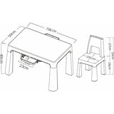 Set masuta si doua scaune, FreeON, Neo, Pentru copii, Cu doua sertare, Cu masa reglabila la doua inaltimi, Conform cu standardele europene de securitate EN71-1;2018, EN71-2:2020, EN71-3:2021, Gri