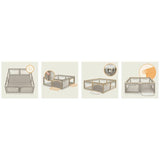 Tarc de joaca copii, Lionelo, Willow XL,180 x 200 cm, Pliere compacta, Include geanta de transport, Din plasa, Cu doua intrari laterale si fermoar, Cu ventuze pentru stabilitate, Conform cu EN 12227:2010, Bej