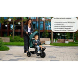 Tricicleta copii, Lionelo Kori, ultra-pliabila si multifunctionala, cu scaun rotativ 360°, control parental, suport pentru picioare si accesorii premium, Verde