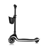Trotineta pentru copii, Lionelo, Mey, Ultrapliabila, Cu lumini si cosulet, Maner ajustabil pe inaltime, 3 ani+, Pana la 50 Kg, Ultra usor, 2.8 kg, Conform cu standardul EN71-1/2/3, Certificata Intertek, Negru
