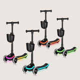 Trotineta pentru copii, Lionelo, Mey, Ultrapliabila, Cu lumini si cosulet, Maner ajustabil pe inaltime, 3 ani+, Pana la 50 Kg, Ultra usor, 2.8 kg, Conform cu standardul EN71-1/2/3, Certificata Intertek, Negru