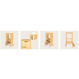 Turn de invatare Montessori, Lionelo, Cass, Functie de raft pentru carti, Pana la 30 kg, 12 luni - 6 ani, Din MDF si furnir, 3 trepte de inaltime, Natur