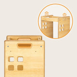 Turn de invatare Montessori, Lionelo, Cass, Functie de raft pentru carti, Pana la 30 kg, 12 luni - 6 ani, Din MDF si furnir, 3 trepte de inaltime, Natur