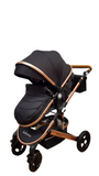 Carucior Belecoo , model 2 in 1 cu suspensii si roti cauciuc plin ,recomandat 0-36 luni, culoare NEGRU, BBDBLCN