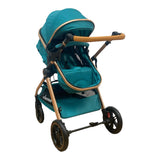 Carucior model 2 in 1 Belecoo XID, reversibil ,cu pliere compacta, 0-36 luni, turcoaz BBDXIDT